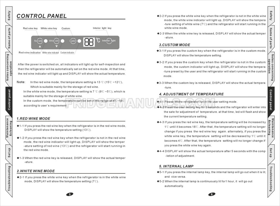 Samsung RW13EBSS Wine Cooler Instruction Manual