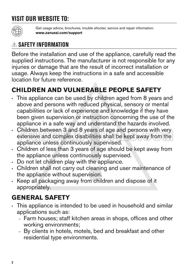 Zanussi ZCAN38FW1 Chest Freezer User Manual